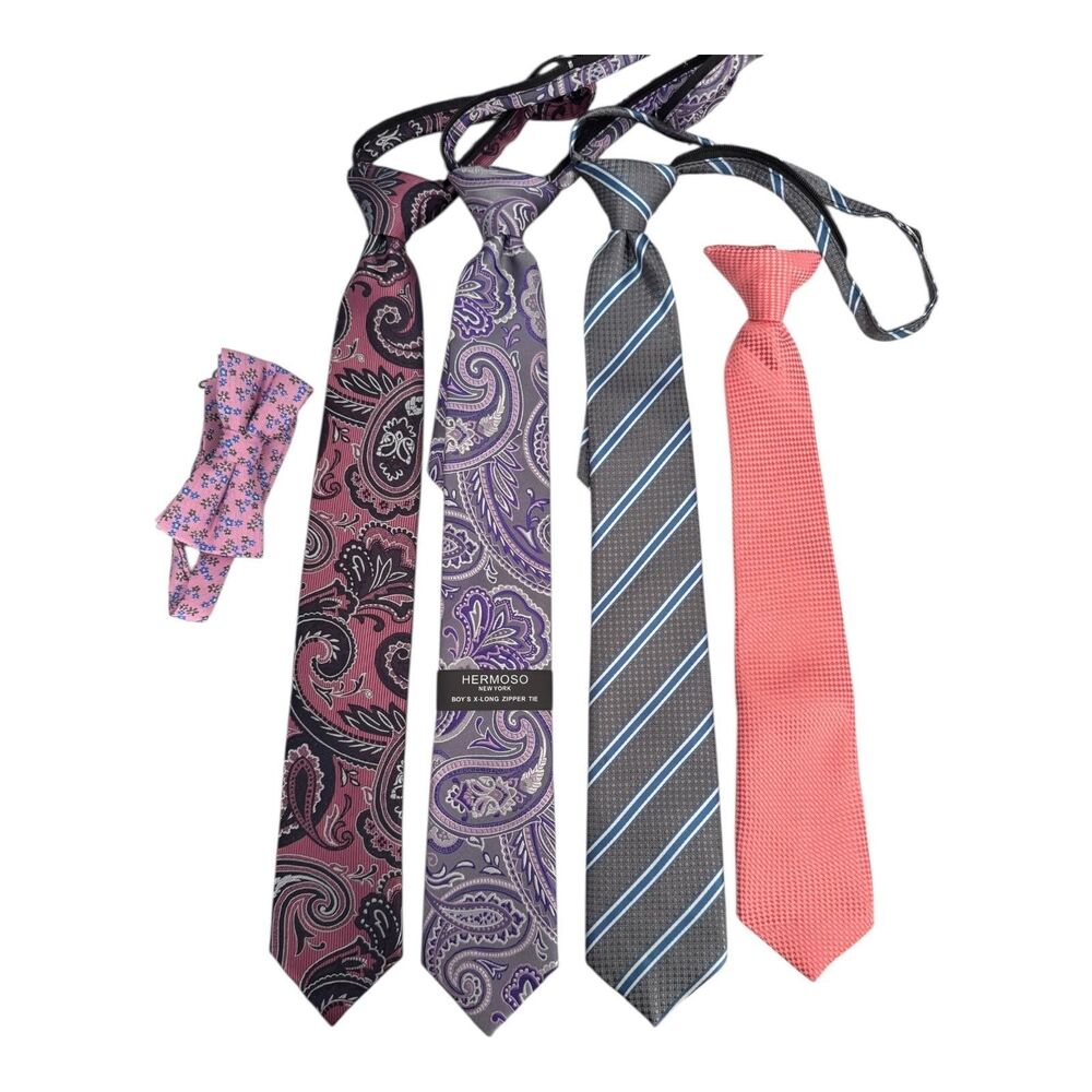Mixed Brands Tie Set Boys‎ One Size Multicolor Paisley Striped Bow Neckties